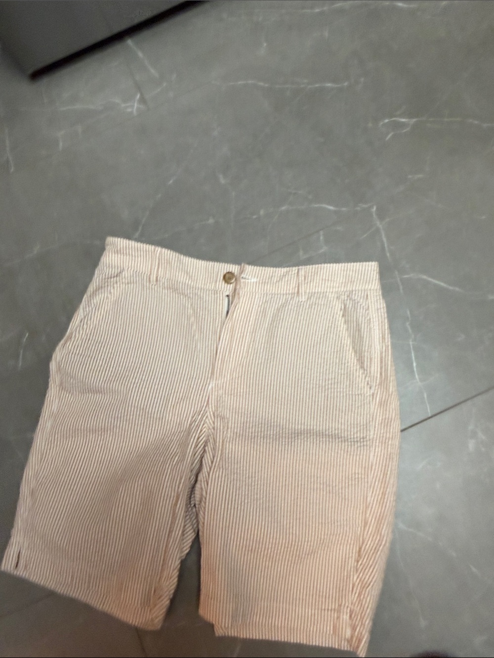 L.L. Bean Men's Seersucker Shorts in Cream Stripe